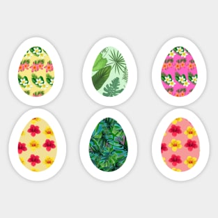 Bright Tropical Flower Easter Eggs Sticker